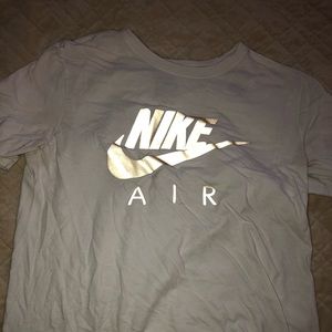 Nike gold check white T-shirt reflective shiny Med